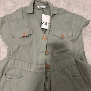 Zara Sage Green short Sleeve Jumpsuit